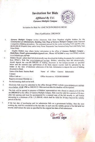 Invitation For Bids